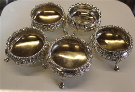 Set of 4 Victorian salts and a single Georgian salt